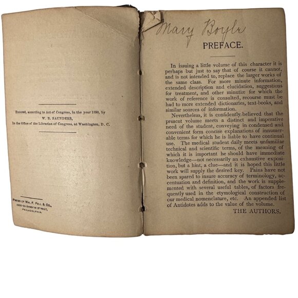 Saunders' Pocket Medical Lexicon John M. Keating M.D. 1890 W.B. Saunders Leather - Picture 4 of 16
